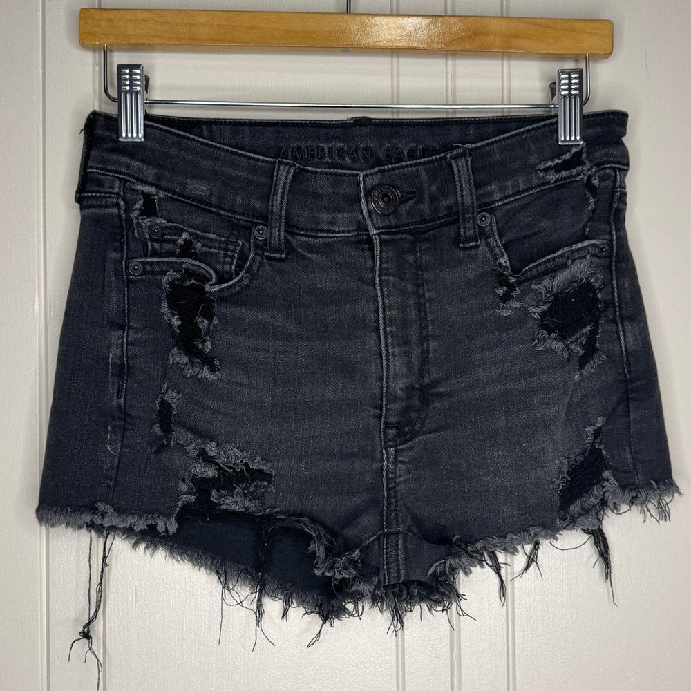 American Eagle Outfitters Black-Wash Denim Shorts